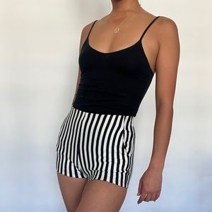 Black and white striped stretchy short